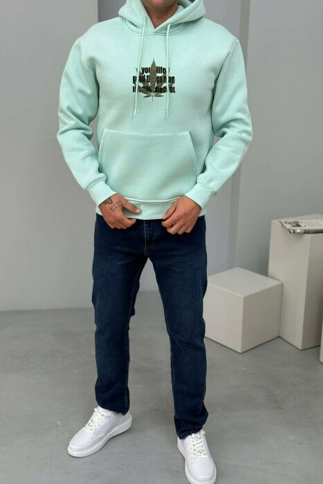 HOODIE ME IMAZH PARA&PAS DHE PUSH PËR MESHKUJ NË NGJYRË MENTE - 2