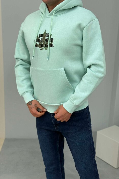HOODIE ME IMAZH PARA&PAS DHE PUSH PËR MESHKUJ NË NGJYRË MENTE - 3
