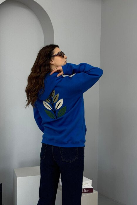 HOODIE ME PUSH DHE ME DIZJAN NE PJESEN PARA & PAS PER FEMRA NE NGJYRE BLU - 3
