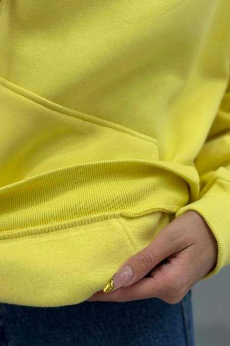 HOODIE ME PUSH DHE ME LOGO PARA PER FEMRA NE NGJYRE TE VERDHE - 3