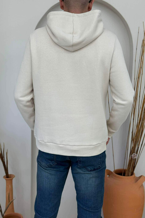 HOODIE ME PUSH DHE ME LOGO PARA PËR MESHKUJ NË NGJYRËN BEZHË - 4