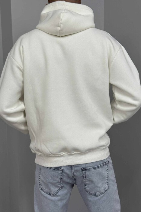 HOODIE ME PUSH DHE ME LOGO TË THJESHTË NYC PARA PËR MESHKUJ NË NGJYRËN E BARDHË - 3