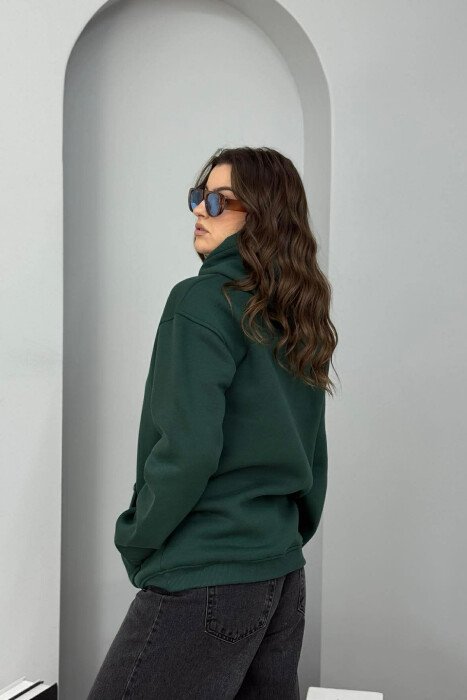 HOODIE ME PUSH DHE SHKRIME NE PJESEN PARA PER FEMRA NE NGJYRE JESHILE TE ERRET - 3