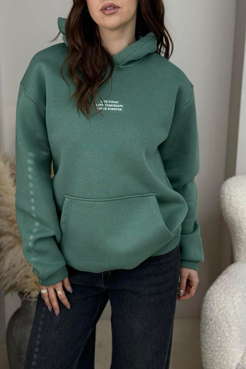HOODIE ME PUSH DHE SHKRIME NE PJESEN PARA PER FEMRA NE NGJYRE MENTE - 3