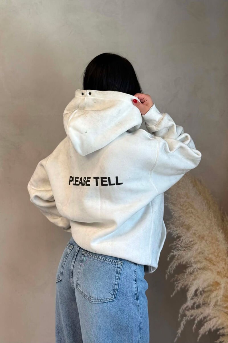 HOODIE ME PUSH DHE SHKRIME PER FEMRA NE NGJYRE GRI TE ZBARDHUR - 4