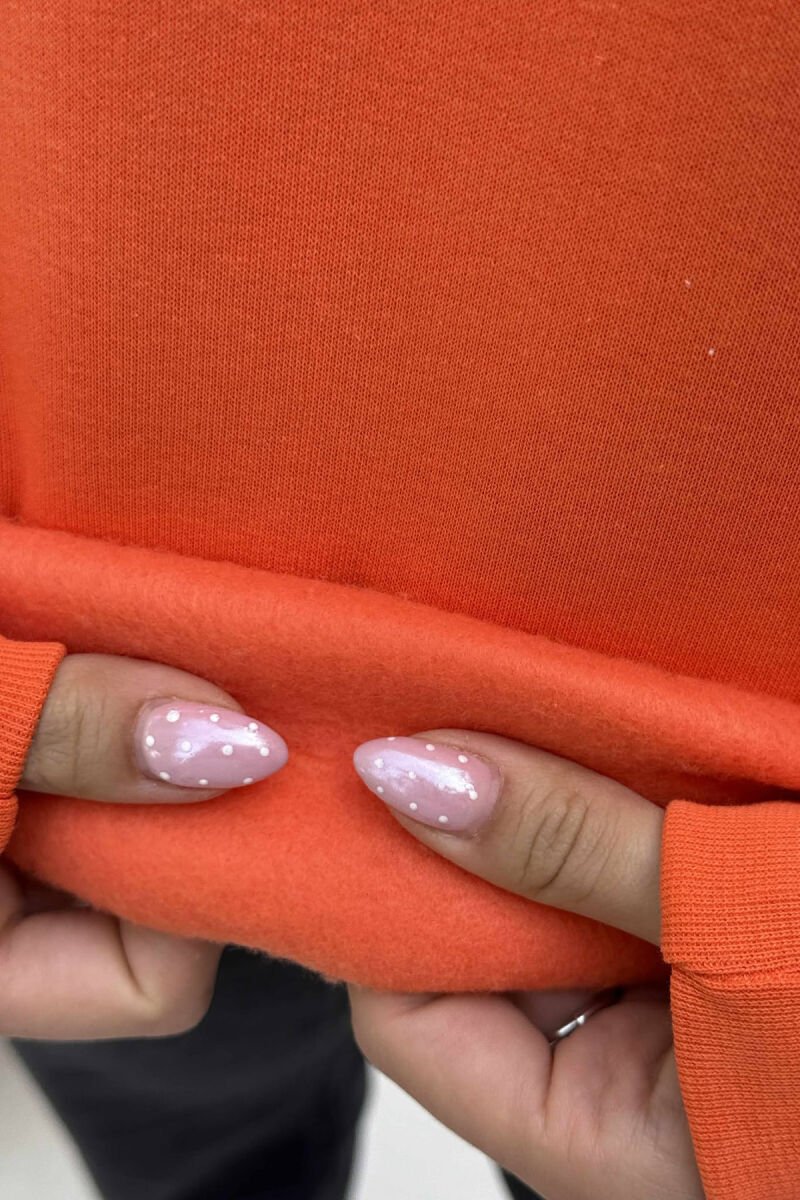 HOODIE ME PUSH ME DIZANJ TË THJESHTE TË VOGËL PARA PËR FEMRA NË NGJYRËN PORTOKALLI - 4