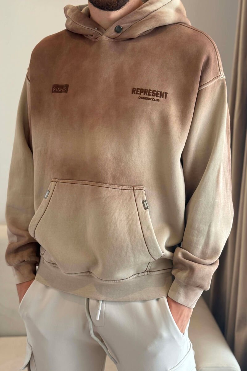 HOODIE ME PUSH ME SHKRIME PARA DHE PAS PER MESHKUJ NE NGJYRE BEZHE - 3
