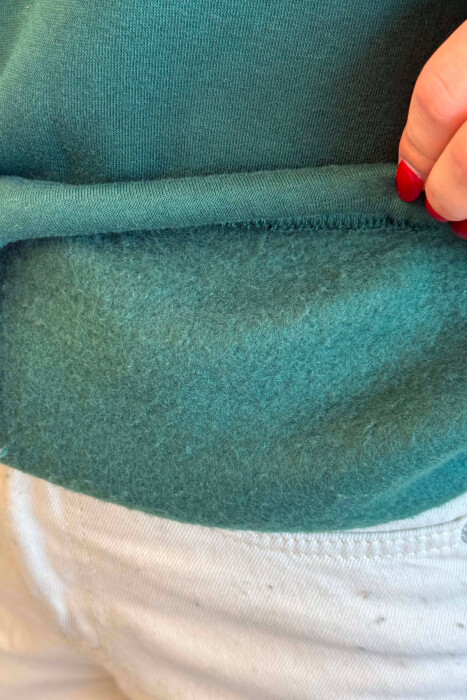 HOODIE ME PUSH ME SHKRIM PARA & PAS PER FEMRA NE NGJYRE JESHILE - 3