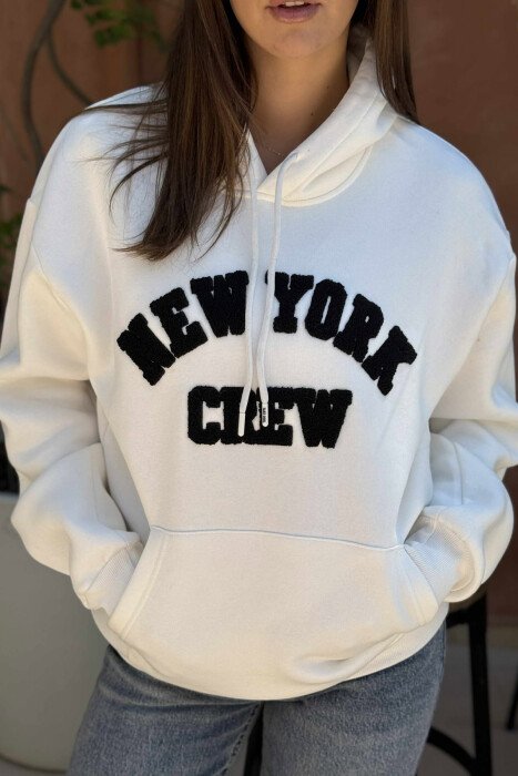 HOODIE ME PUSH NJËNGJYRËSHE PËR FEMRA NË NGJYRËN E BARDHË - 3