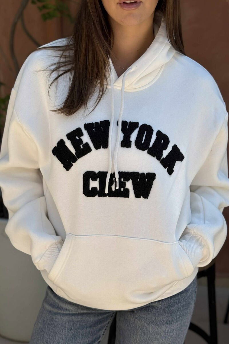 HOODIE ME PUSH NJËNGJYRËSHE PËR FEMRA NË NGJYRËN E BARDHË - 3