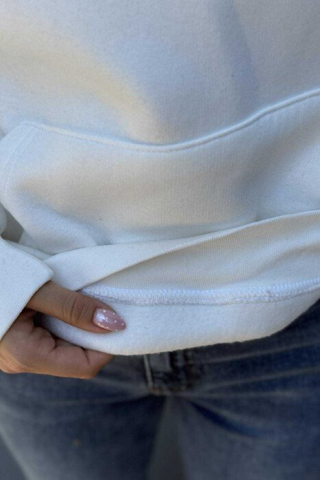 HOODIE ME PUSH NJËNGJYRËSHE DHE ME SHKRIM PARA PËR FEMRA NË NGJYRËN KREM - 5