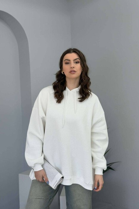HOODIE ME PUSH PËR FEMRA NË NGJYRËN E BARDHË - KLAUDIO FASHION