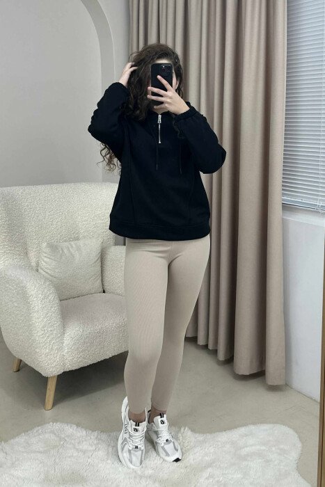 HOODIE ME PUSH PËR FEMRA NË NGJYRËN E ZEZË - 6