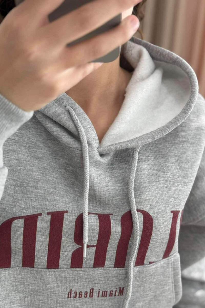HOODIE ME SHKRIMIN FLORIDA PËR FEMRA NË NGJYRËN GRI - 4
