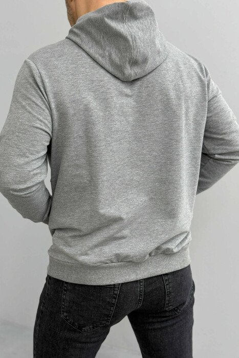 HOODIE NJË NGJYRËSHE ME DIZAJN TË THJESHTË PËR MESHKUJ NË NGJYRËN GRI - 3