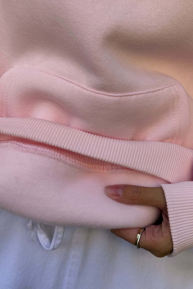 HOODIE NJE NGJYRESHE ME PUSH ME IMAZHE TE LULEVE PER FEMRA NE NGJYRE ROZE - 4