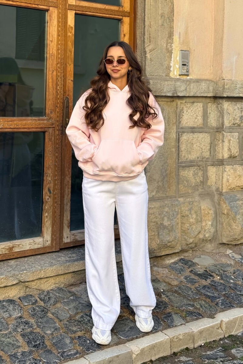 HOODIE NJE NGJYRESHE ME PUSH ME IMAZHE TE LULEVE PER FEMRA NE NGJYRE ROZE - 6