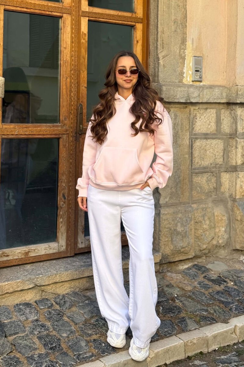 HOODIE NJE NGJYRESHE ME PUSH ME IMAZHE TE LULEVE PER FEMRA NE NGJYRE ROZE - 7