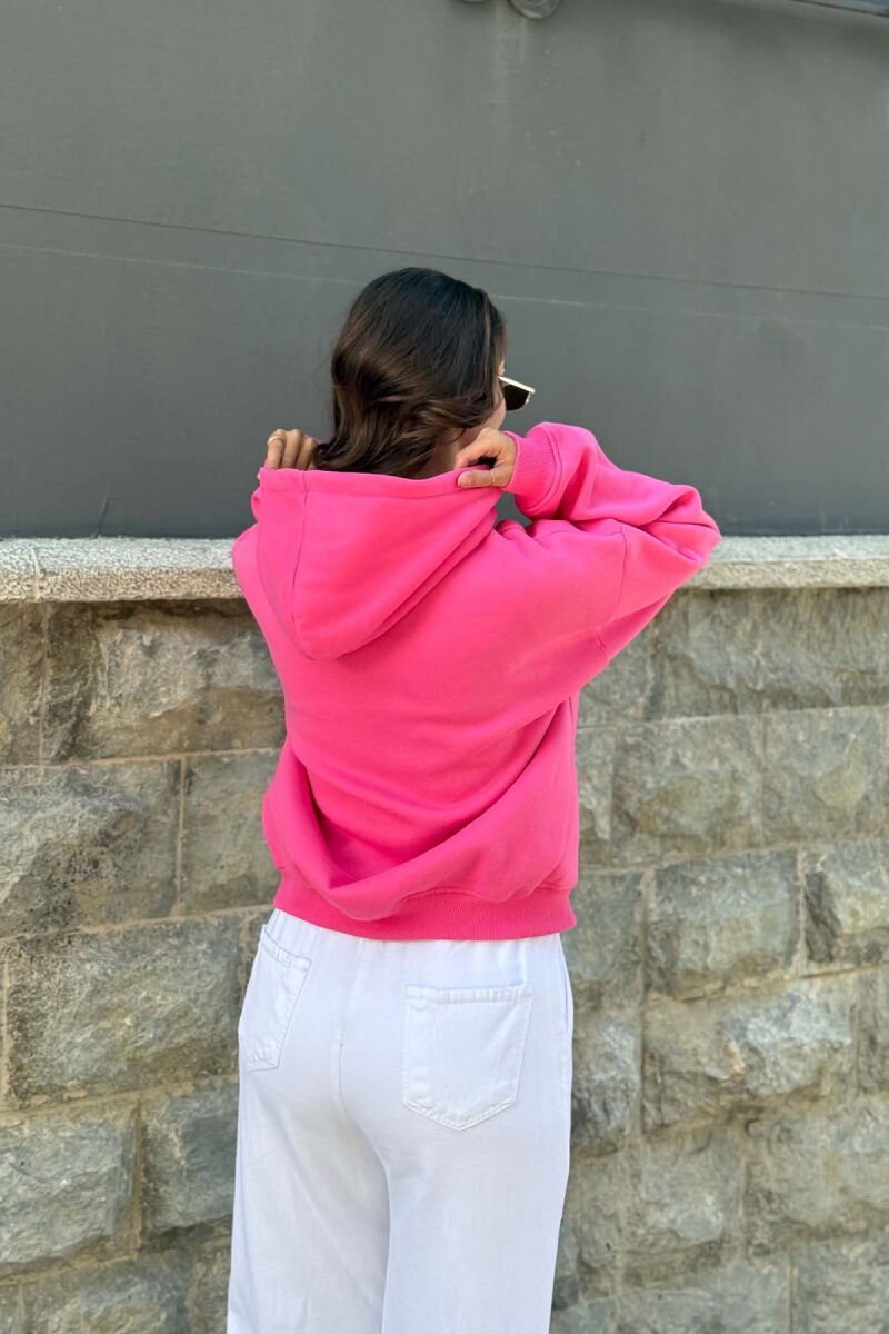 HOODIE NJE NGJYRESHE ME PUSH PER FEMRA NE NGJYRE CIKLAMI - 3