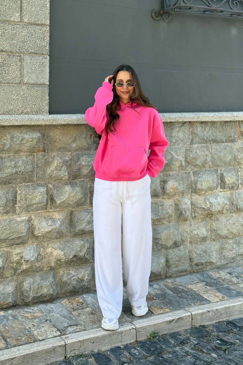 HOODIE NJE NGJYRESHE ME PUSH PER FEMRA NE NGJYRE CIKLAMI - 4