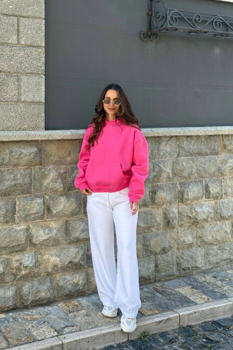HOODIE NJE NGJYRESHE ME PUSH PER FEMRA NE NGJYRE CIKLAMI - 5