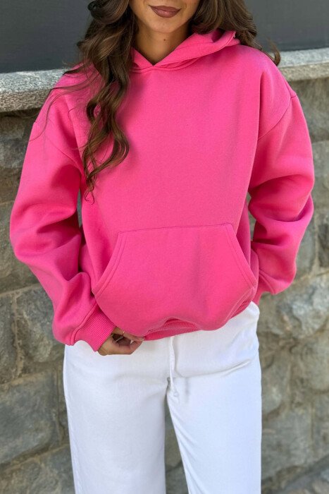 HOODIE NJE NGJYRESHE ME PUSH PER FEMRA NE NGJYRE CIKLAMI - 6
