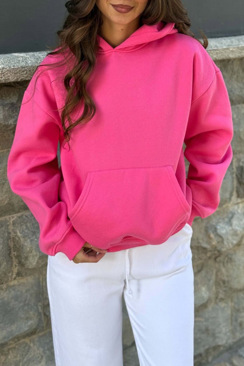 HOODIE NJE NGJYRESHE ME PUSH PER FEMRA NE NGJYRE CIKLAMI - 6