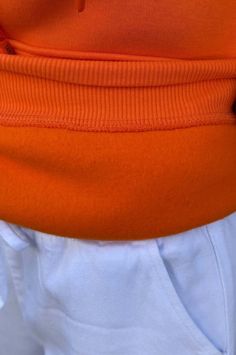 HOODIE NJE NGJYRESHE ME PUSH PER FEMRA NE NGJYRE PORTOKALLI - 4