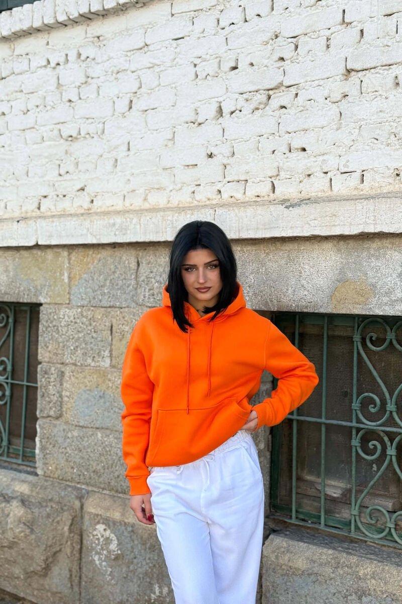 HOODIE NJE NGJYRESHE ME PUSH PER FEMRA NE NGJYRE PORTOKALLI - 6