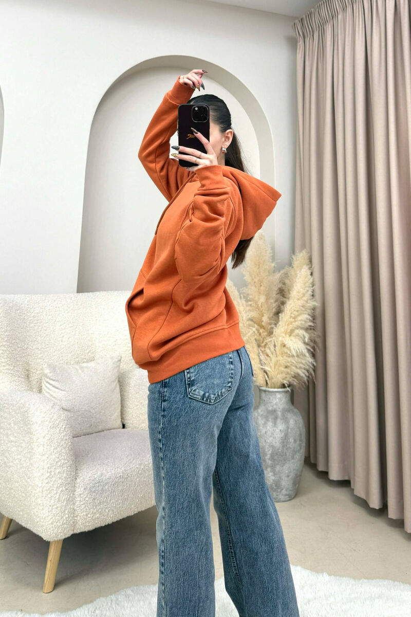 HOODIE NJE NGJYRESHE ME PUSH PER FEMRA NE NGJYRE PORTOKALLI - 4