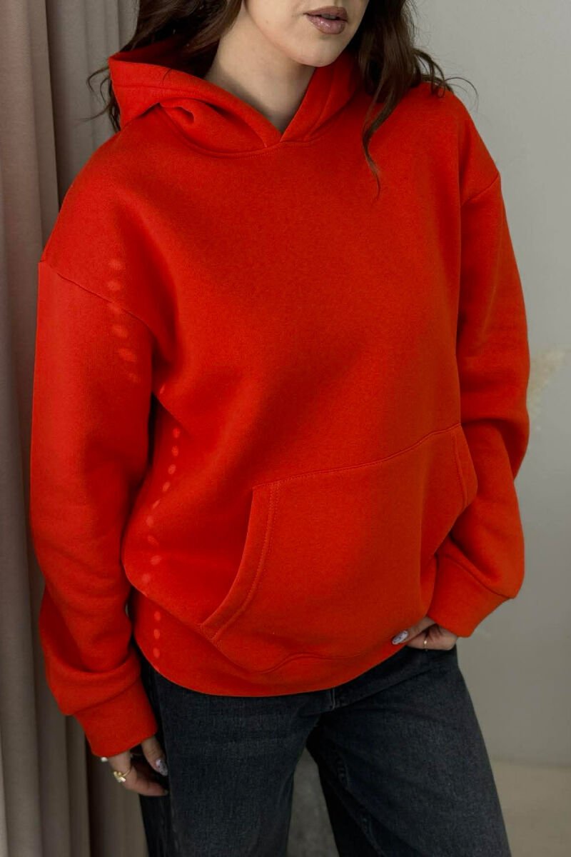 HOODIE NJE NGJYRESHE ME PUSH PER FEMRA NE NGJYRE PORTOKALLI TE ERRET - 4