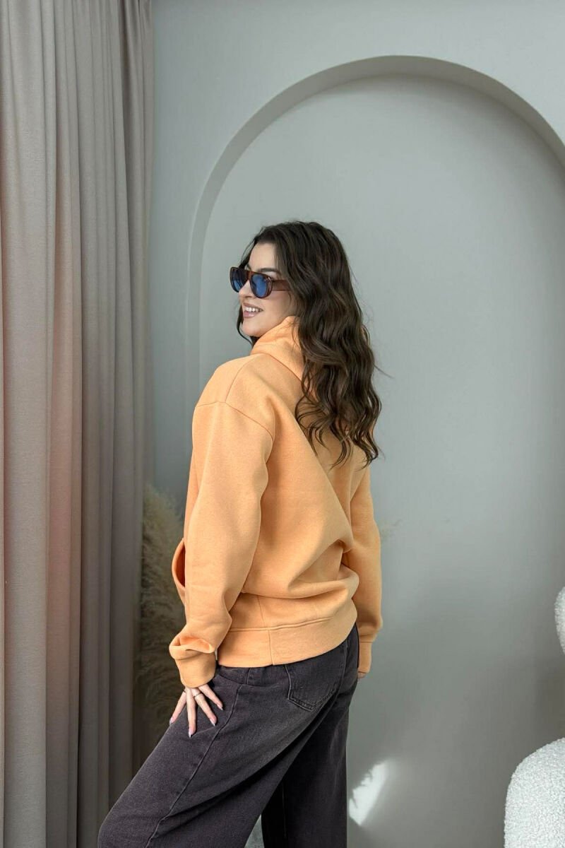 HOODIE NJE NGJYRESHE ME PUSH PER FEMRA NE NGJYRE PORTOKALLI - 2
