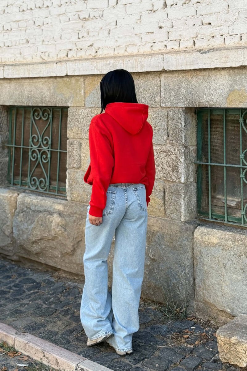 HOODIE NJE NGJYRESHE ME PUSH PER FEMRA NE NGJYRE TE KUQE - 5