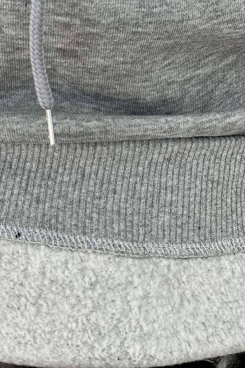FRONT WRITING ONE COLOR FLUFFY MEN HOODIE LIGHT GREY/GZ - 3