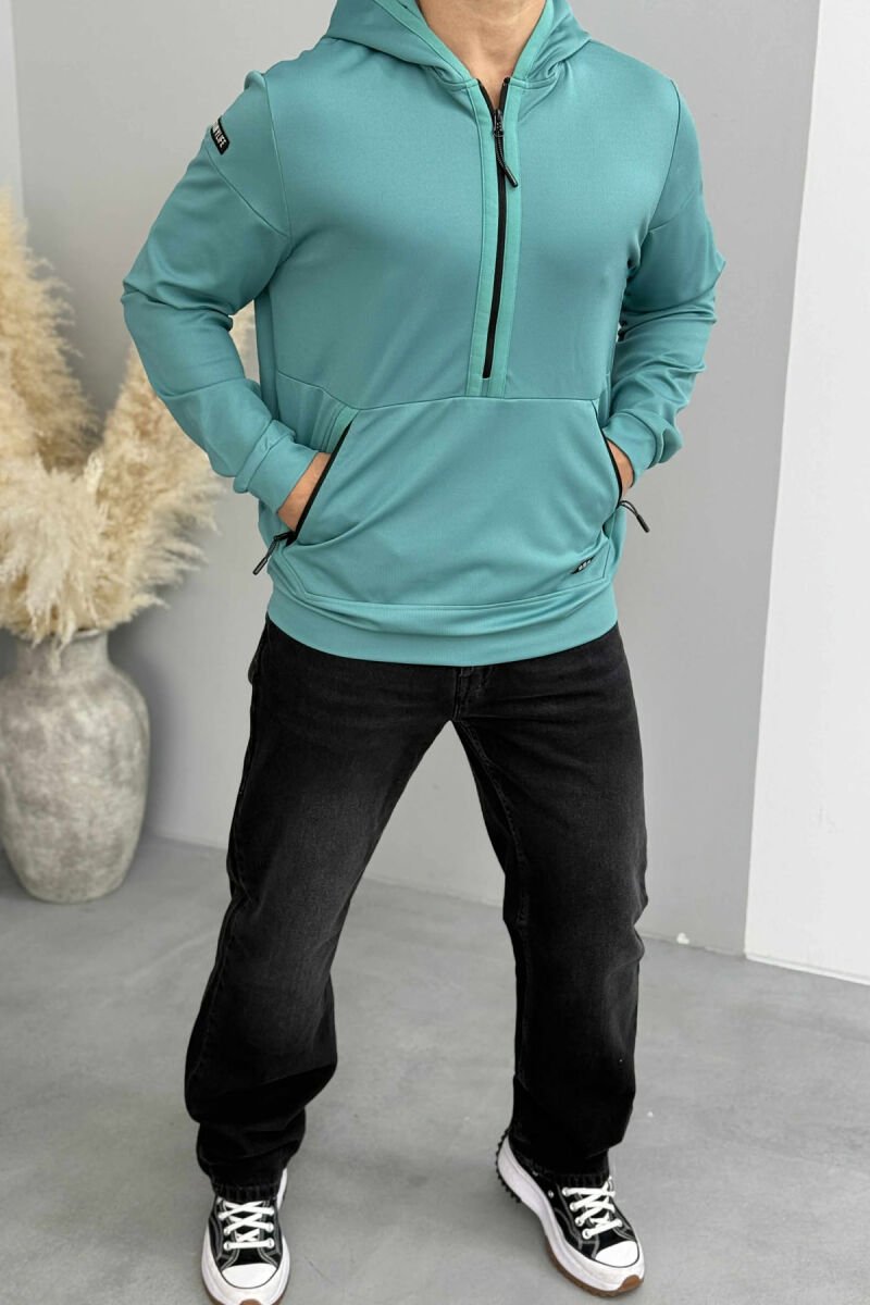 HOODIE NJËNGJYRËSHE ME JAKË ME ZINXHIR PËR MESHKUJ NË NGJYRËN GURKALI - 2