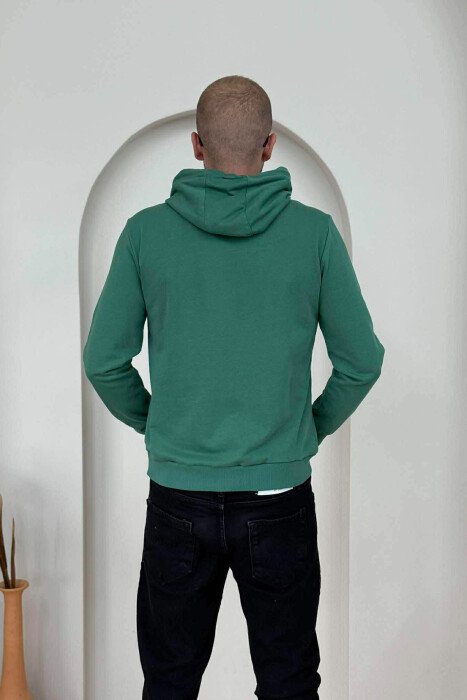 HOODIE NJËNGJYRËSHE ME LOGO TË THJESHTË PARA PËR MESHKUJ NË NGJYRËN JESHILE - 2