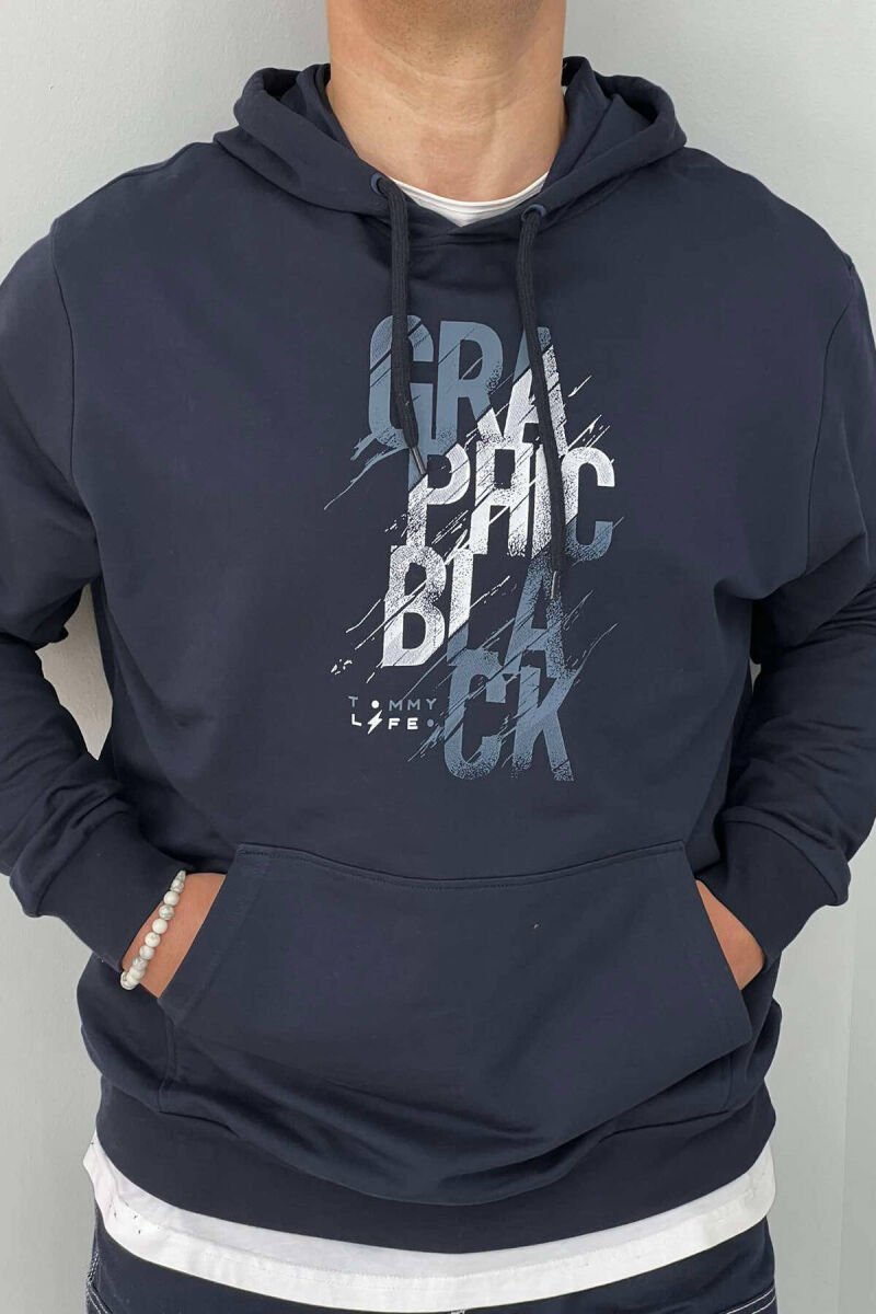 HOODIE PAMBUKU PËR MESHKUJ NË NGJYRËN BLU - 4