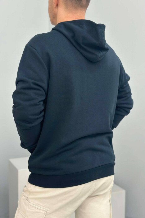 HOODIE PAMBUKU PËR MESHKUJ NË NGJYRËN BLU - 3