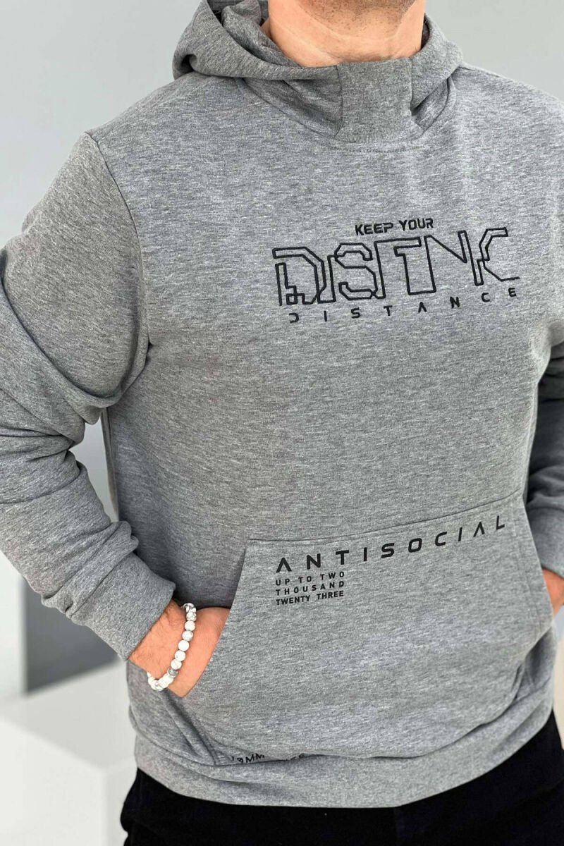 HOODIE PAMBUKU PËR MESHKUJ NË NGJYRËN GRI - 4