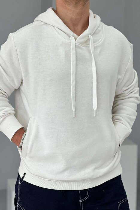 HOODIE PËR MESHKUJ ME IMAZH MBRAPA NË NGJYRËN E BARDHË - KLAUDIO FASHION