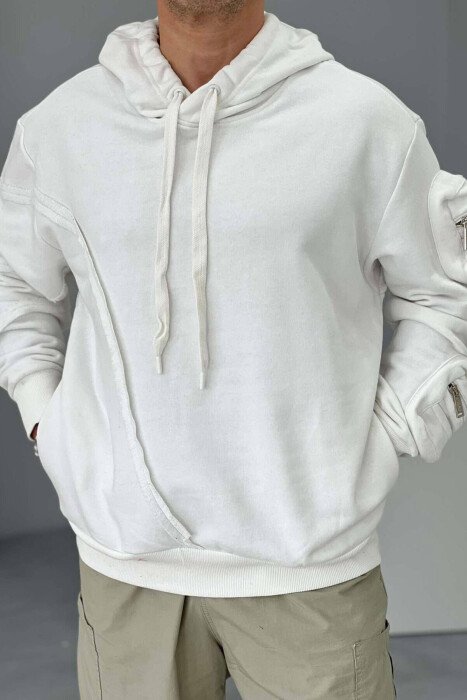 HOODIE PËR MESHKUJ NË NGJYRËN E BARDHË - KLAUDIO FASHION