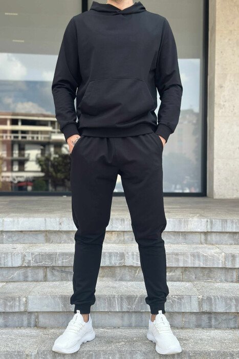 HOODIE+JOGGERS ONE COLOR MEN SET BLACK/ E ZEZE - KLAUDIO FASHION