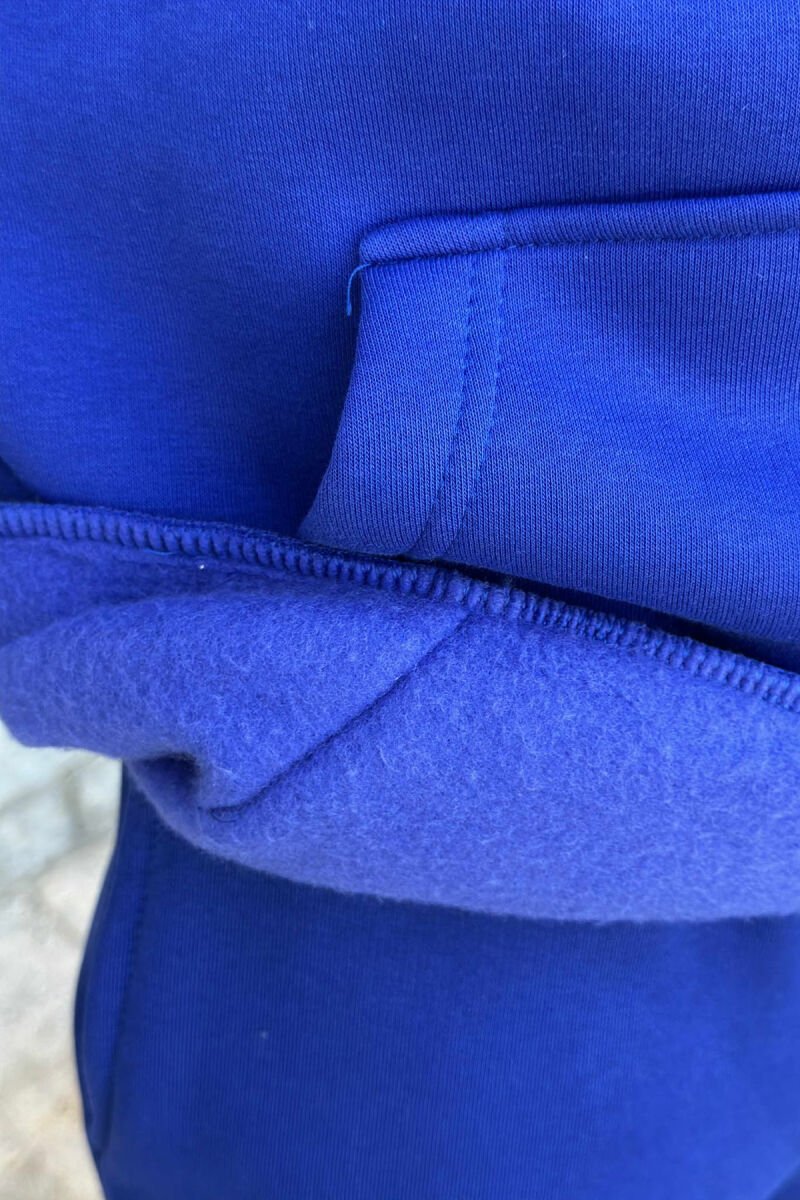 HOODIE+JOGGERS SIMPLE DESIGN FLUFFY MEN SET BLUE/BLU - 3