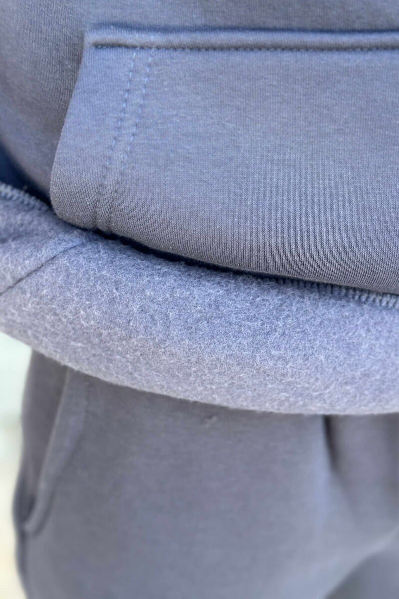 HOODIE+JOGGERS SIMPLE DESIGN FLUFFY MEN SET DARK GREY/GEE - 3