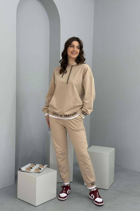 SET I THJESHTË ME KAPUC PËR FEMRA NË NGJYRËN BEZHË - KLAUDIO FASHION