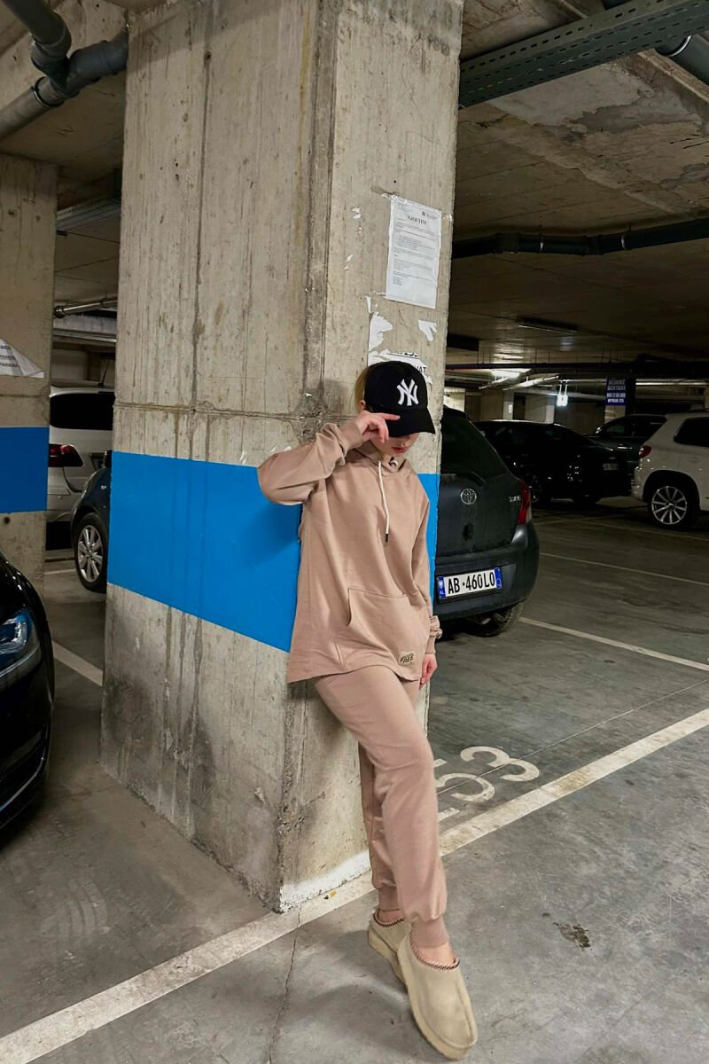 HOODIE+JOGGERS WOMEN SET DARK BEIGE/BEZHE ERRET - 2
