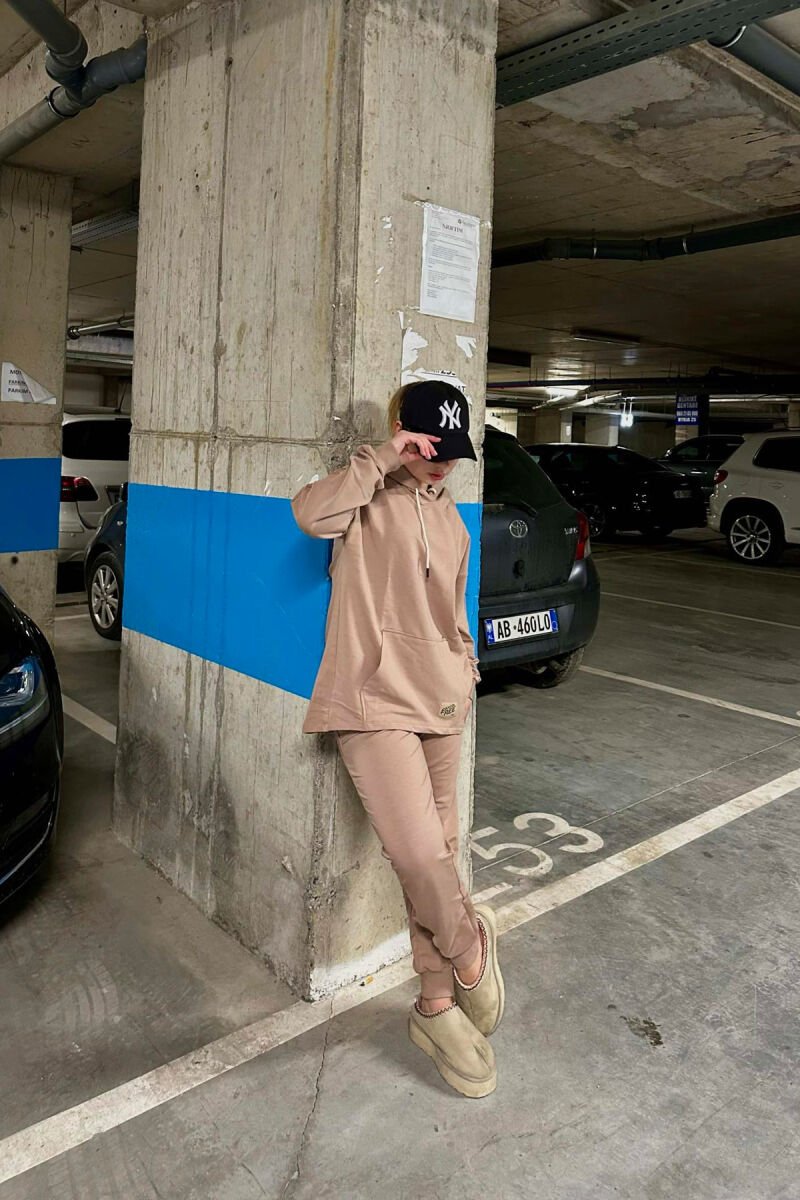 HOODIE+JOGGERS WOMEN SET DARK BEIGE/BEZHE ERRET - 3