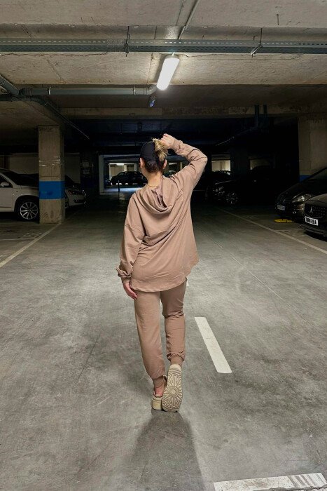 HOODIE+JOGGERS WOMEN SET DARK BEIGE/BEZHE ERRET - 5