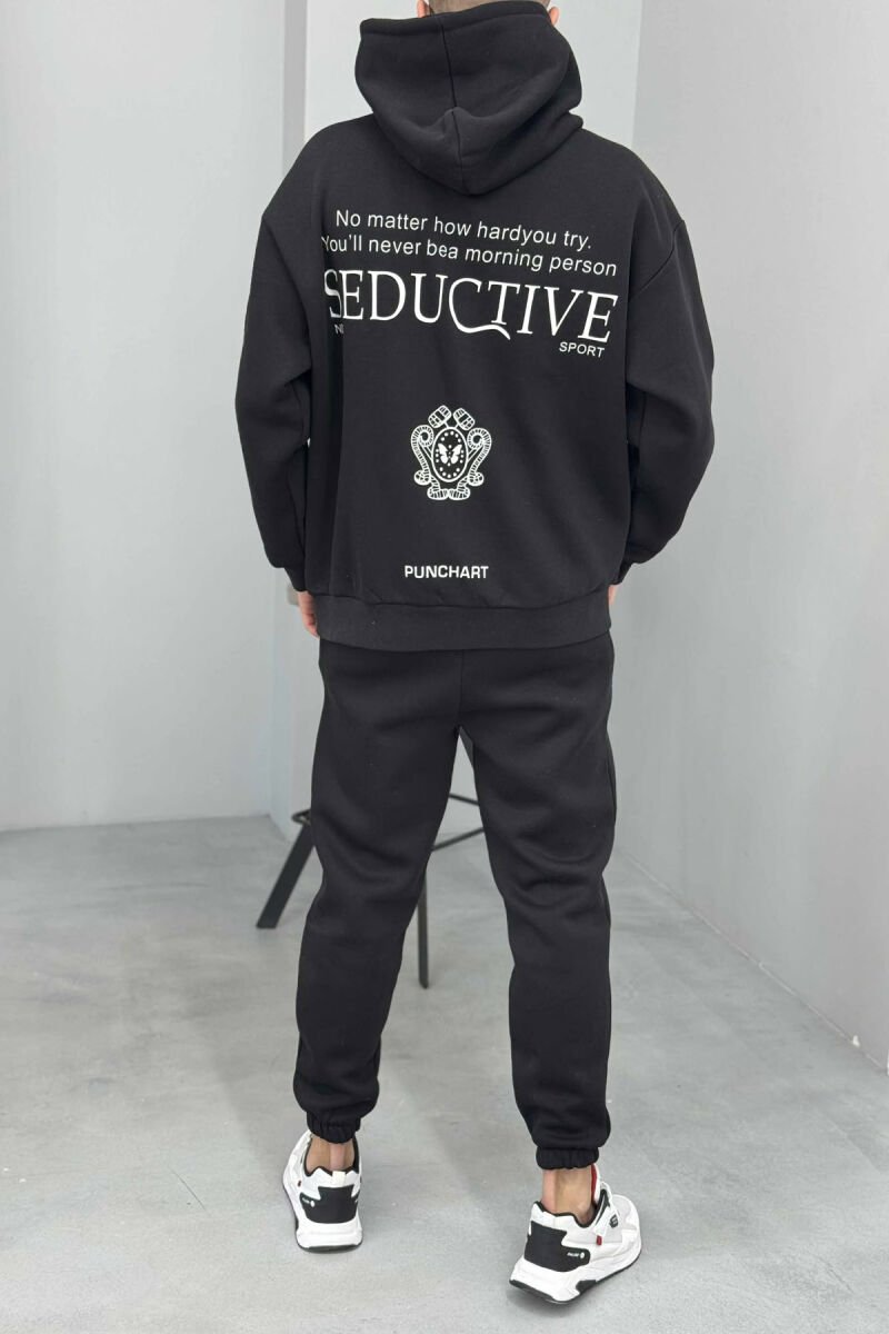 HOODIE+JOGGERS DESIGNED FLUFFY MEN SET BLACK/ E ZEZE - 3
