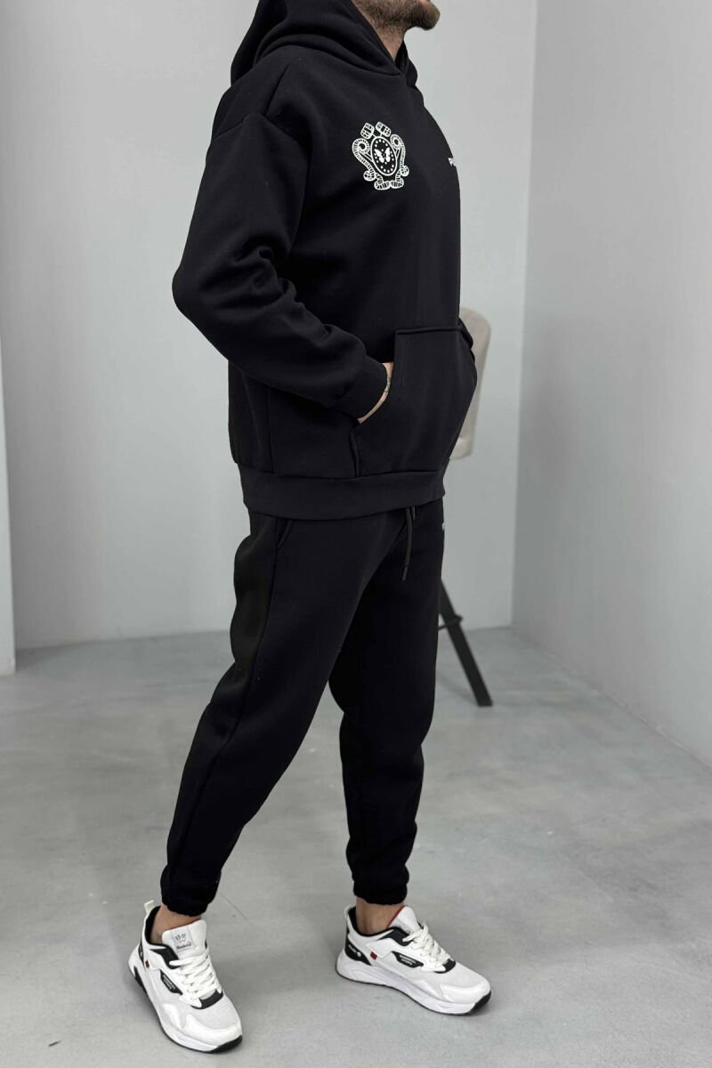 HOODIE+JOGGERS DESIGNED FLUFFY MEN SET BLACK/ E ZEZE - 4